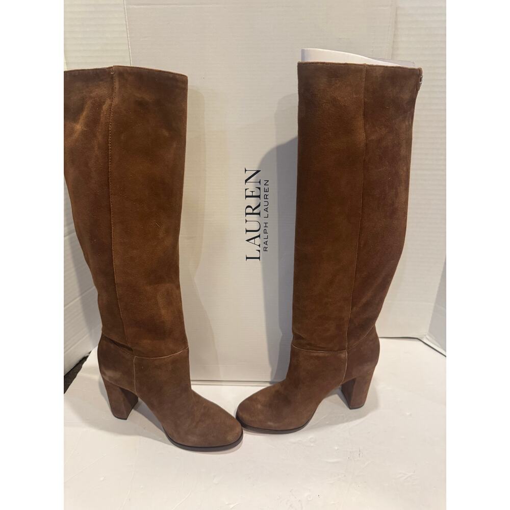 Ralph Lauren women's Artizan Suede tobacco knee-high Tall Boots size 5 - Picture 5 of 6